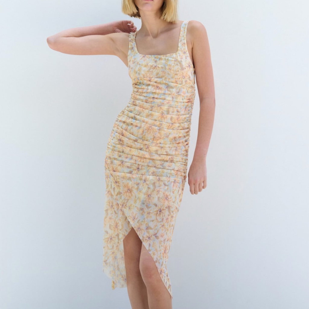 Zara Limited Edition Floral Print Tulle Dress For Summer